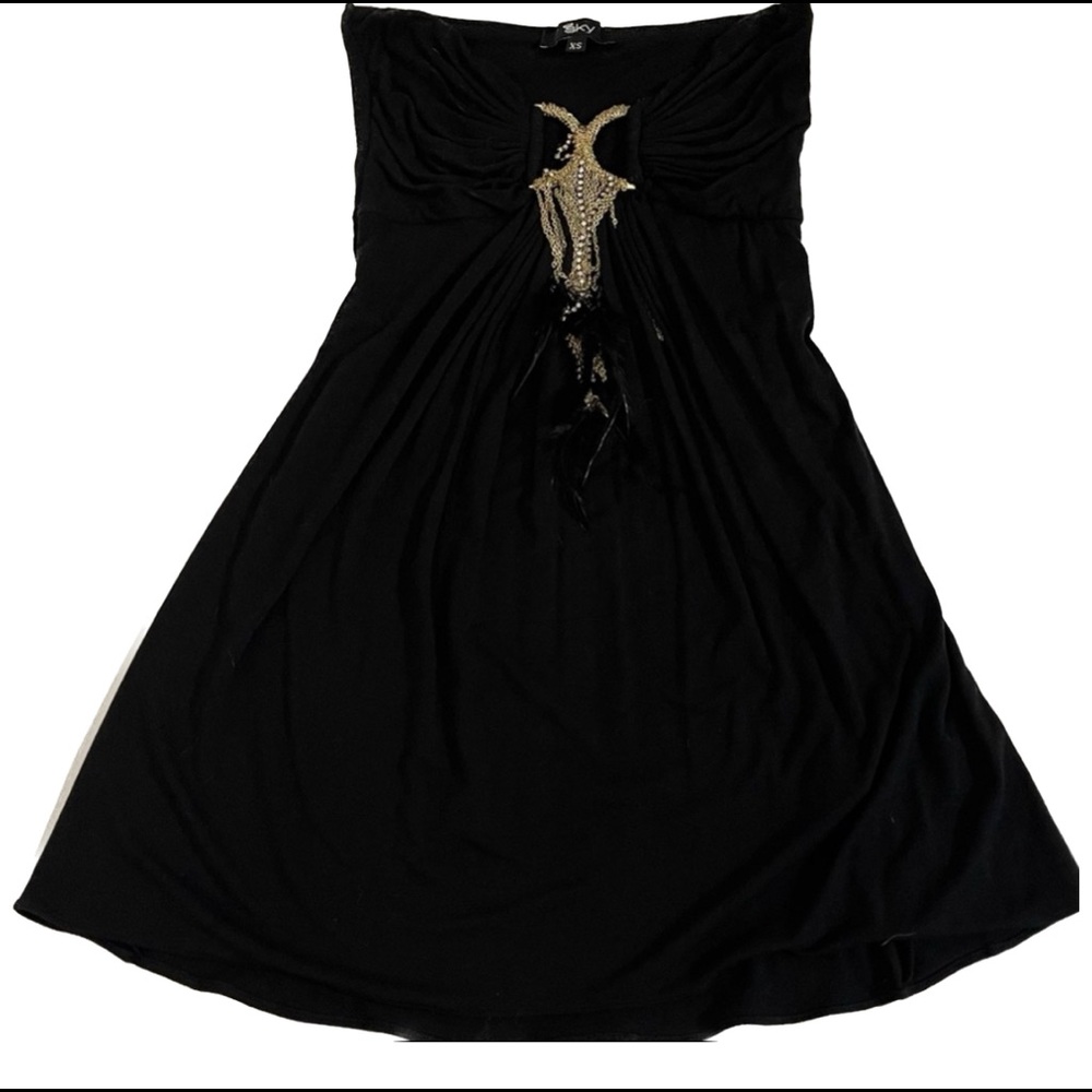 SKY Strapless Top with chains and feathers xs - Picture 1 of 13